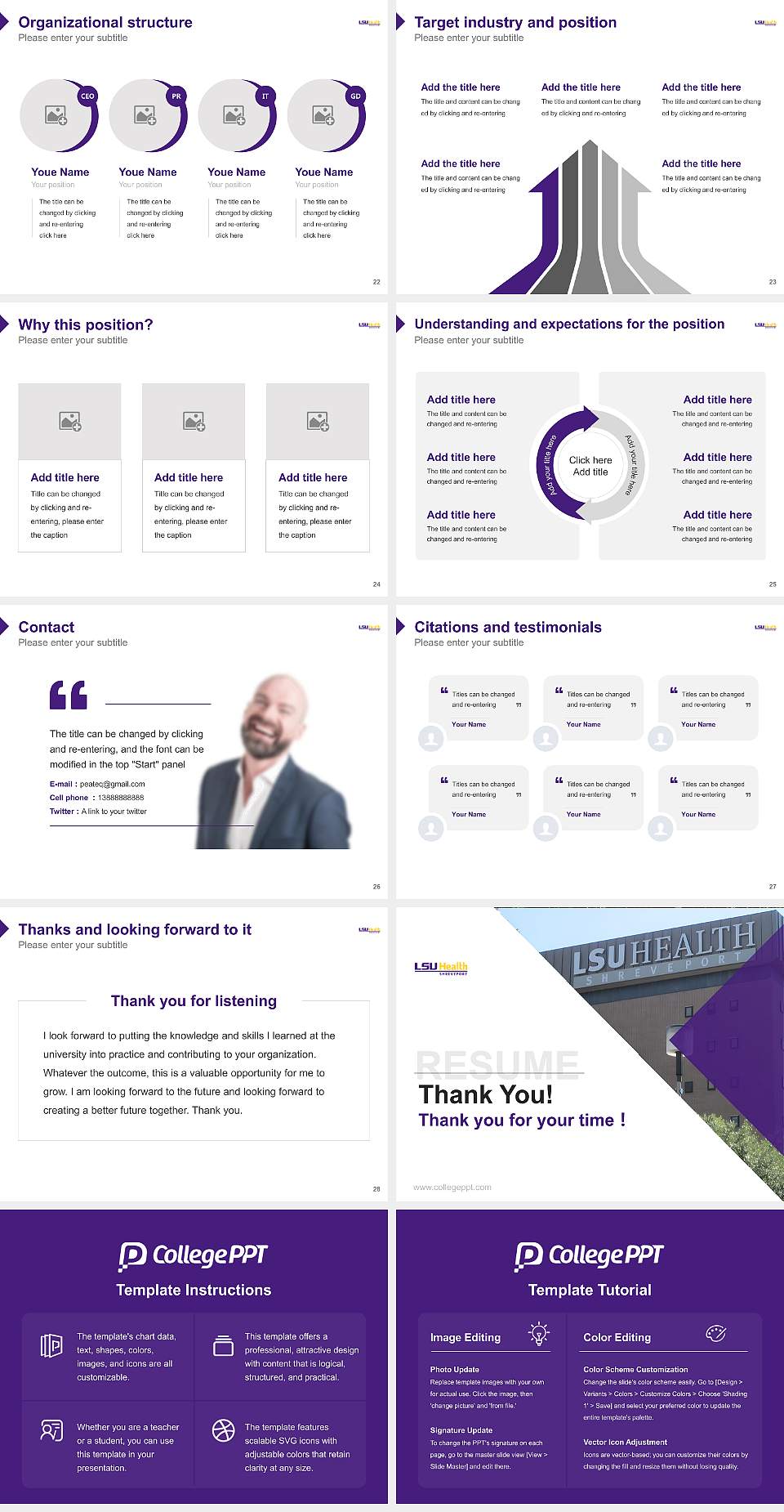 Louisiana State University Health Sciences Center-Shreveport Resume PPT Template4:3 ratio PPT effect preview image4