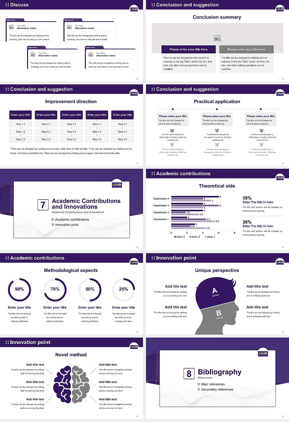 Louisiana State University-Alexandria Graduation Thesis Defense PPT Template16:9 ratio PPT effect preview image6