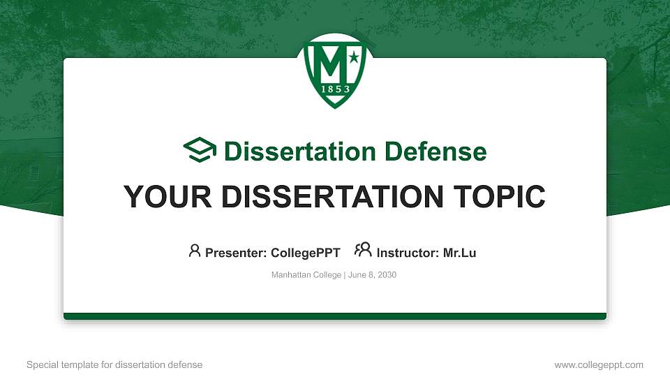 Manhattan College Graduation Thesis Defense PPT Template16:9 ratio PPT effect preview image