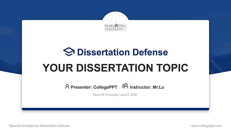 Mars Hill University Graduation Thesis Defense PPT Template16:9 ratio PPT effect preview image