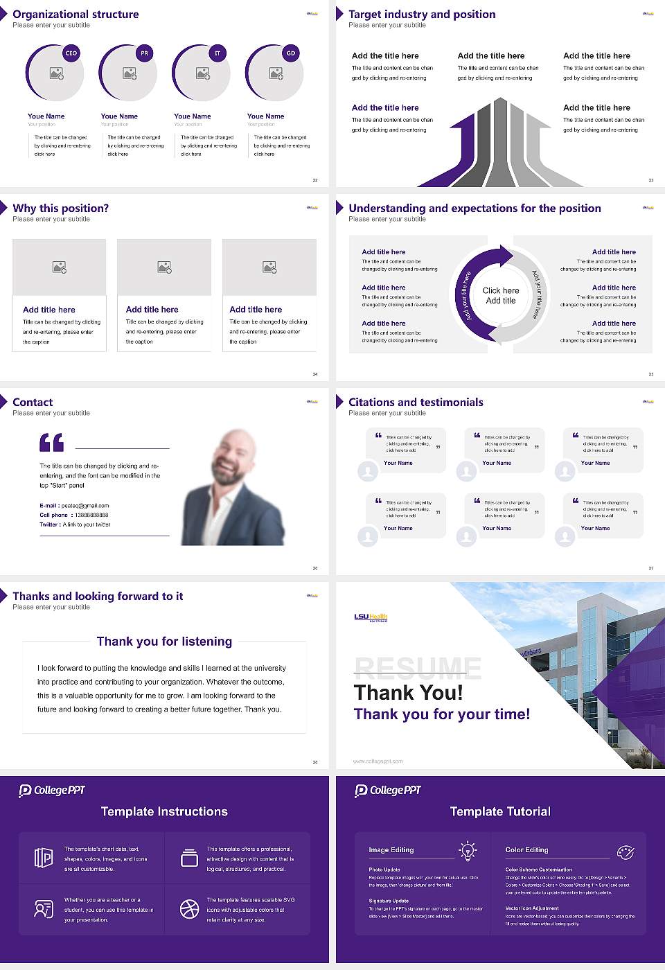 Louisiana State University Health Sciences Center-New Orleans Resume PPT Template16:9 ratio PPT effect preview image4