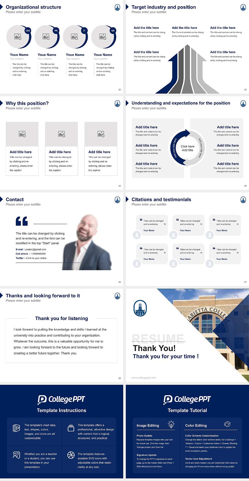 Marietta College Resume PPT Template4:3 ratio PPT effect preview image4