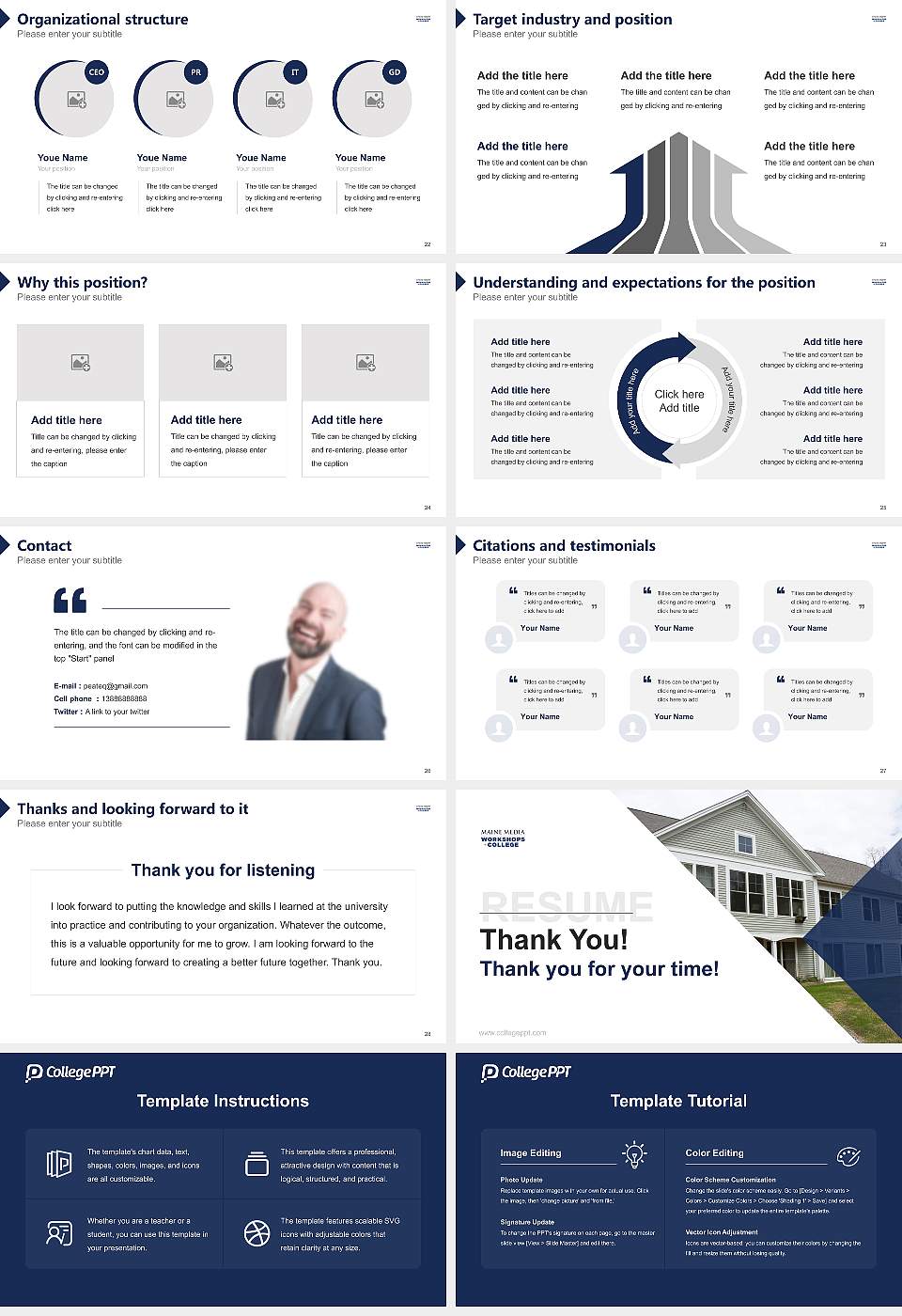 Maine Media College Resume PPT Template16:9 ratio PPT effect preview image4