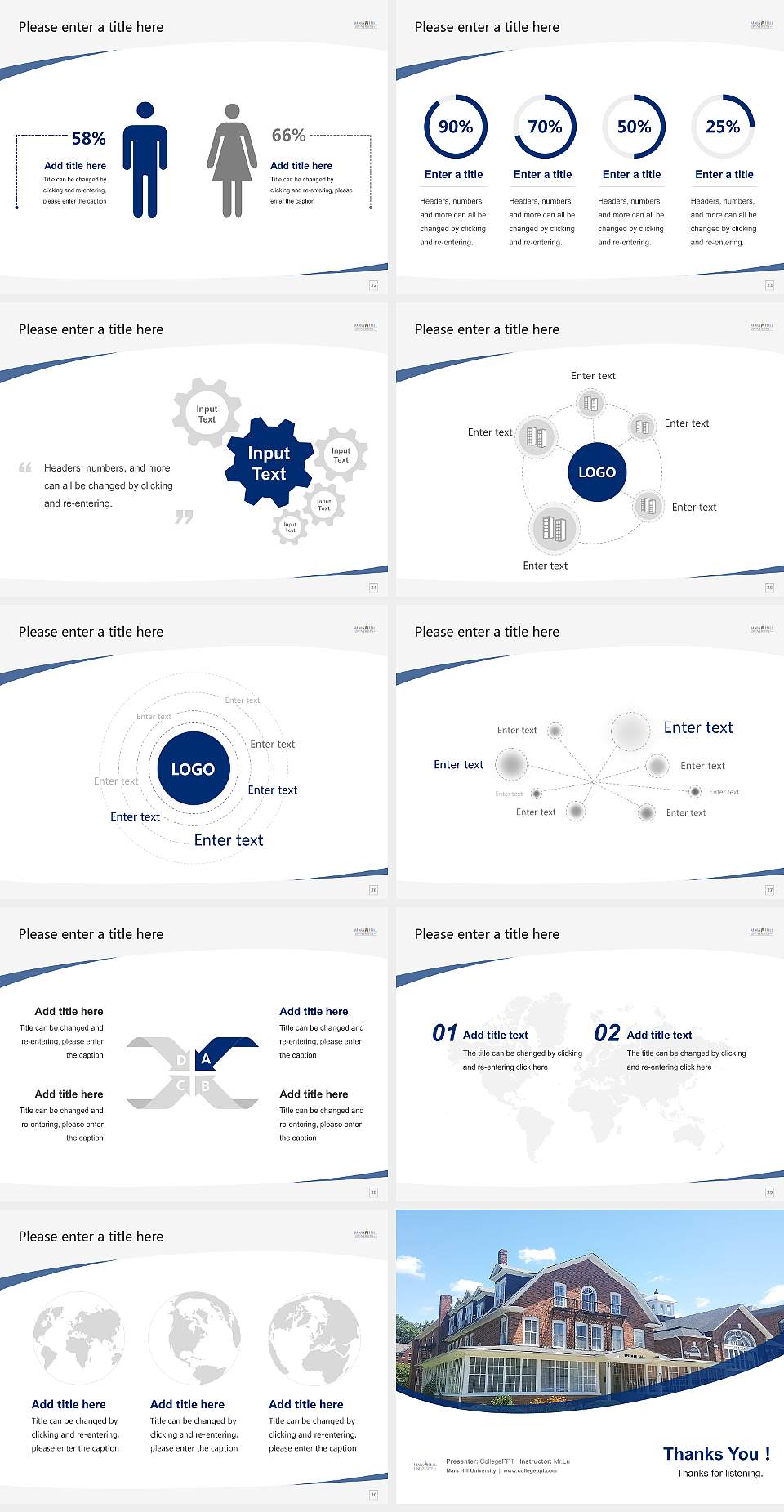 Mars Hill University Course/Courseware Creation PPT Template4:3 ratio PPT effect preview image4