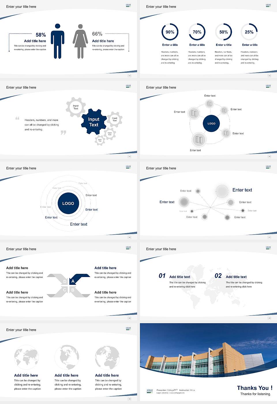 Logan University Course/Courseware Creation PPT Template16:9 ratio PPT effect preview image4