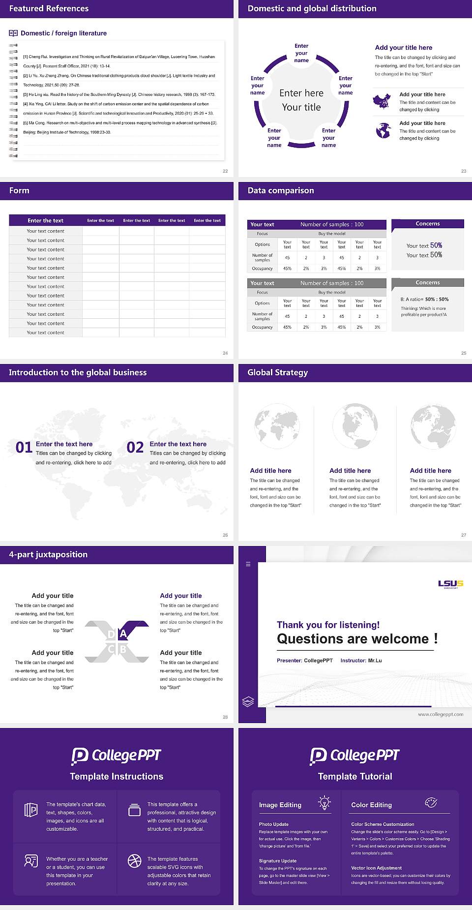 Louisiana State University-Shreveport Thesis Proposal/Graduation Defense PPT Template4:3 ratio PPT effect preview image4