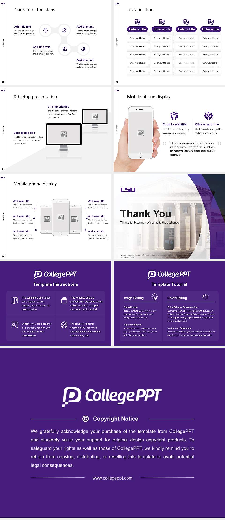 Louisiana State University and Agricultural & Mechanical College Competition/Entrepreneurship Contest PPT Template4:3 ratio PPT effect preview image9