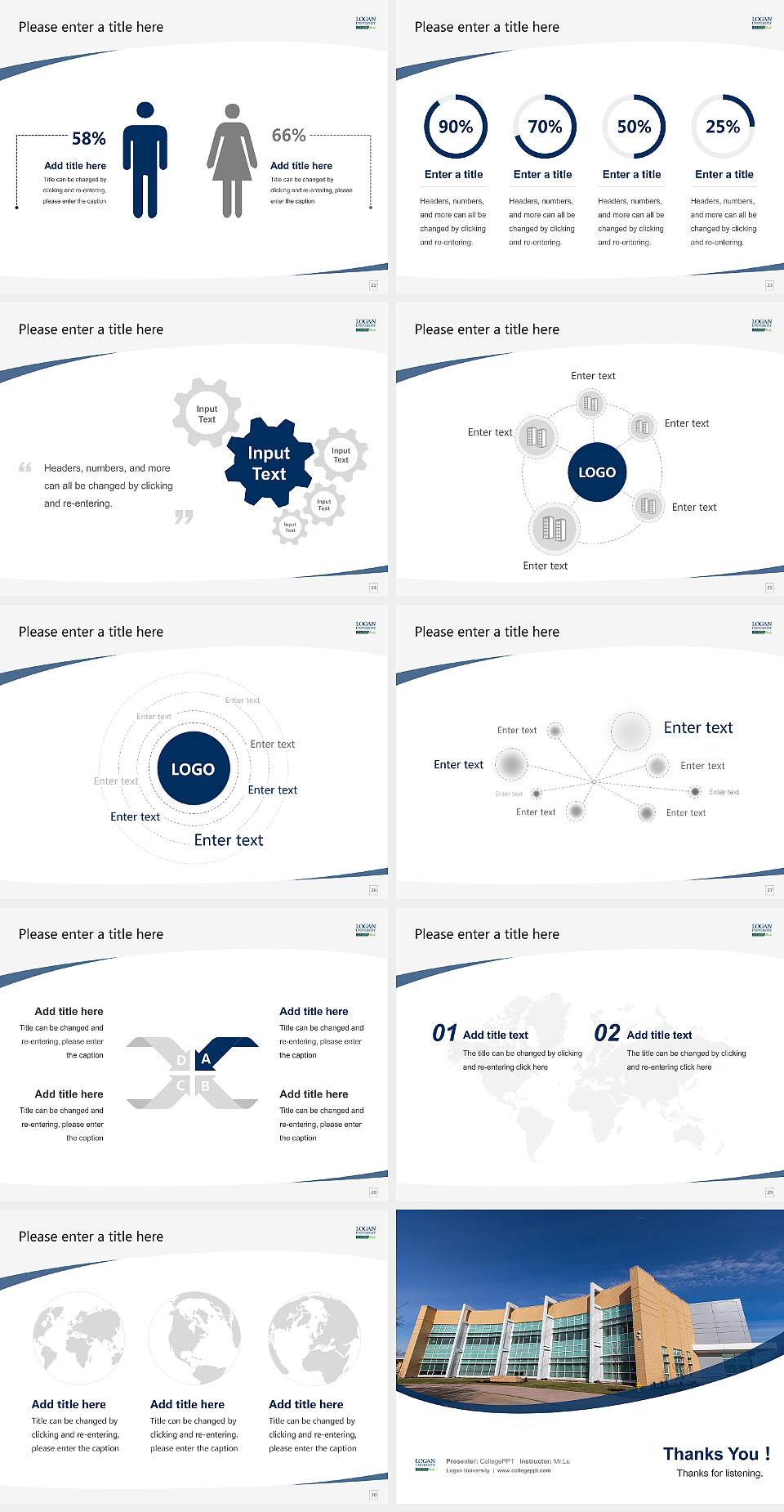 Logan University Course/Courseware Creation PPT Template4:3 ratio PPT effect preview image4