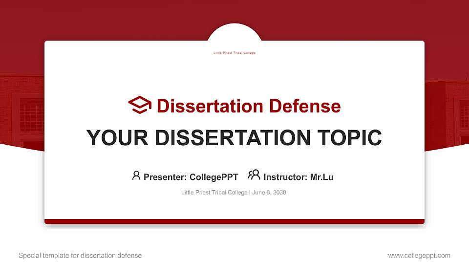 Little Priest Tribal College Graduation Thesis Defense PPT Template16:9 ratio PPT effect preview image