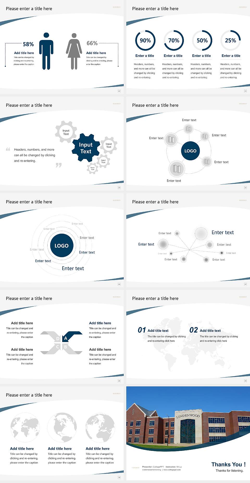 Lindenwood University Course/Courseware Creation PPT Template4:3 ratio PPT effect preview image4