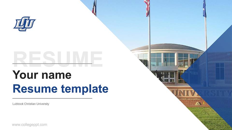 Lubbock Christian University Resume PPT Template16:9 ratio PPT effect preview image