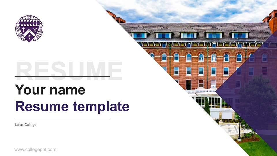 Loras College Resume PPT Template16:9 ratio PPT effect preview image