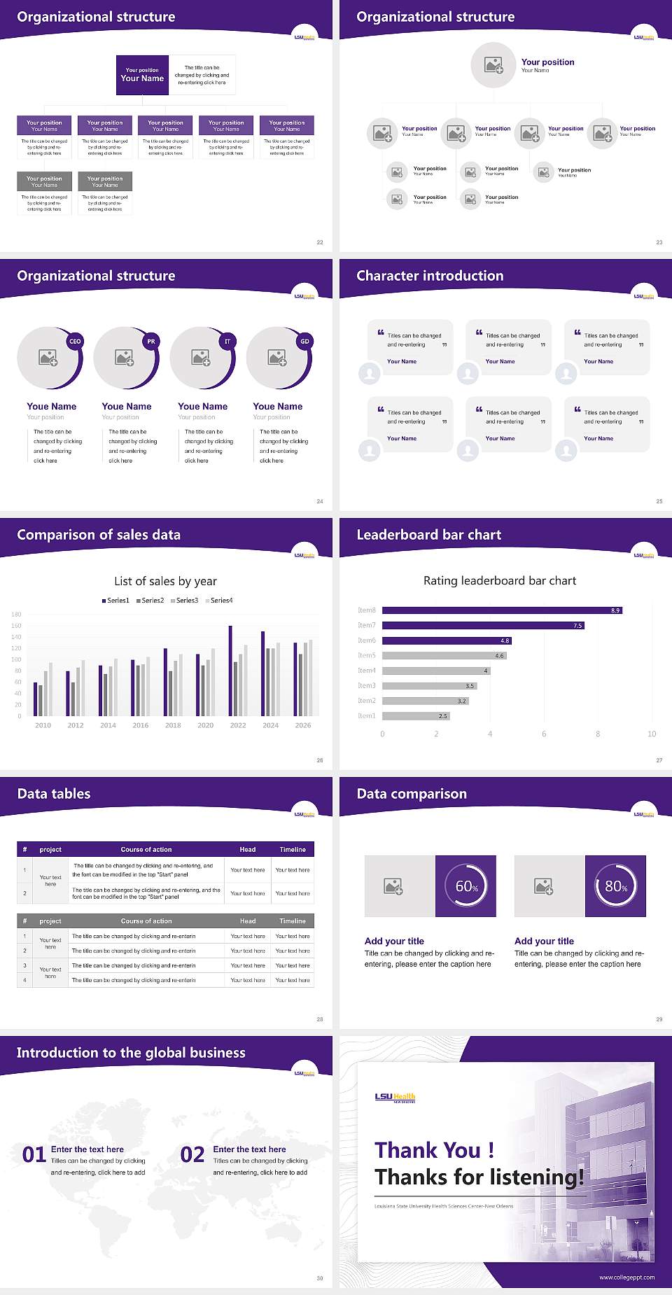 Louisiana State University Health Sciences Center-New Orleans Academic Presentation/Research Findings Report PPT Template4:3 ratio PPT effect preview image4