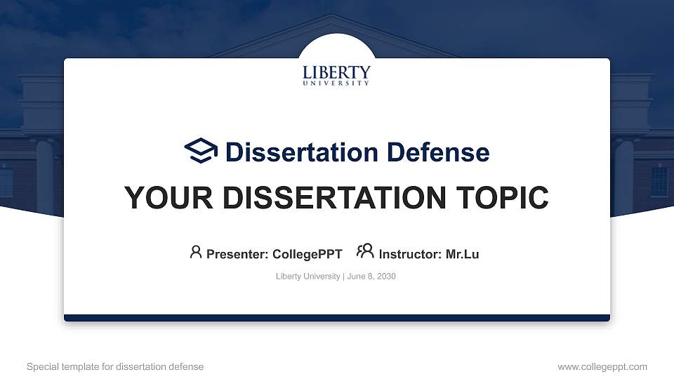 Liberty University Graduation Thesis Defense PPT Template16:9 ratio PPT effect preview image