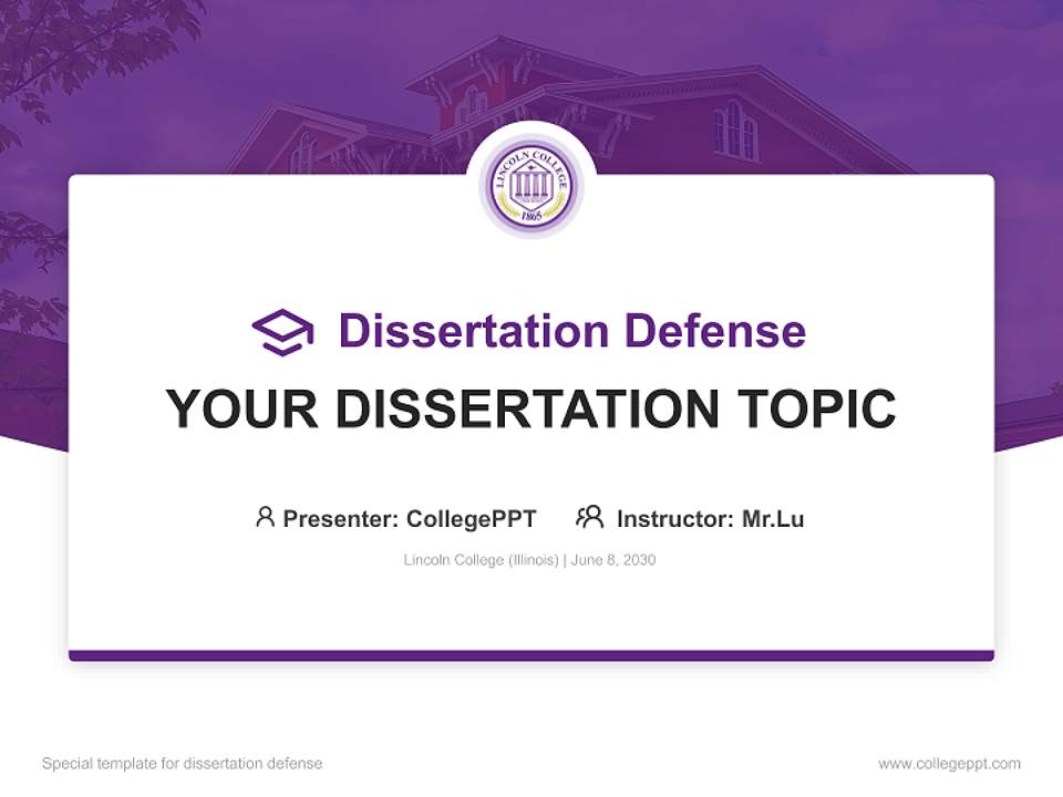 Lincoln College (Illinois) Graduation Thesis Defense PPT Template4:3 ratio PPT effect preview image7