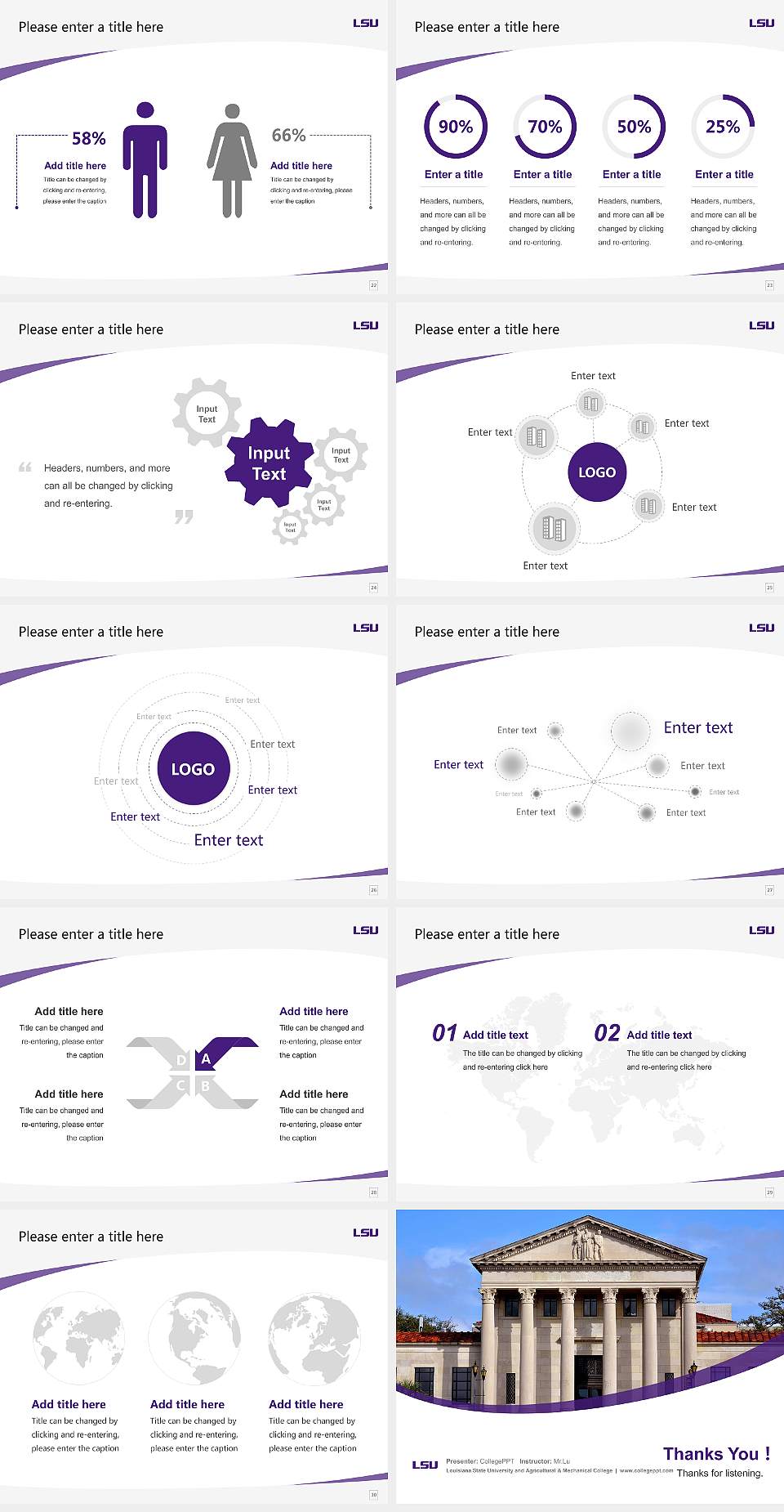 Louisiana State University and Agricultural & Mechanical College Course/Courseware Creation PPT Template4:3 ratio PPT effect preview image4