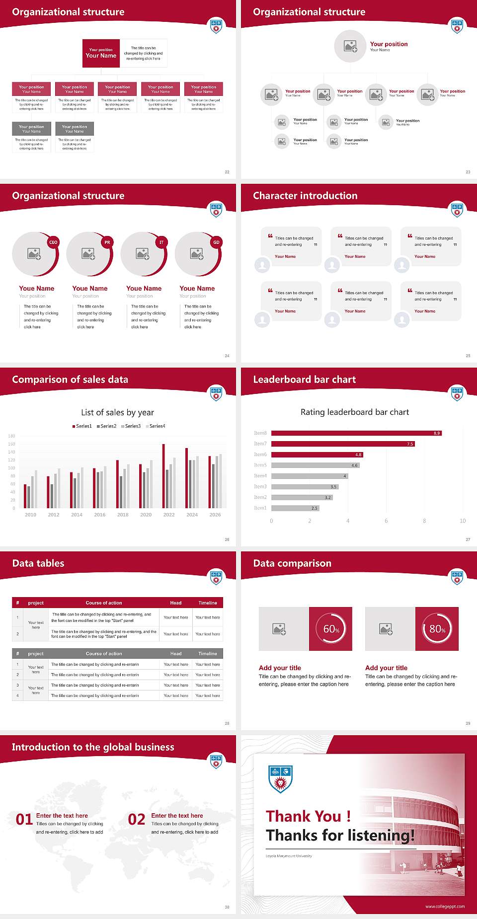 Loyola Marymount University Academic Presentation/Research Findings Report PPT Template4:3 ratio PPT effect preview image4