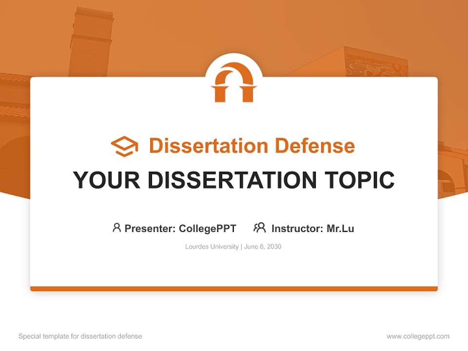 Lourdes University Graduation Thesis Defense PPT Template4:3 ratio PPT effect preview image7