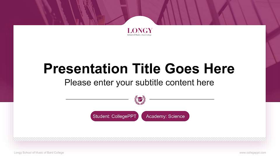 Longy School of Music of Bard College National Scholarship Defense PPT Template16:9 ratio PPT effect preview image