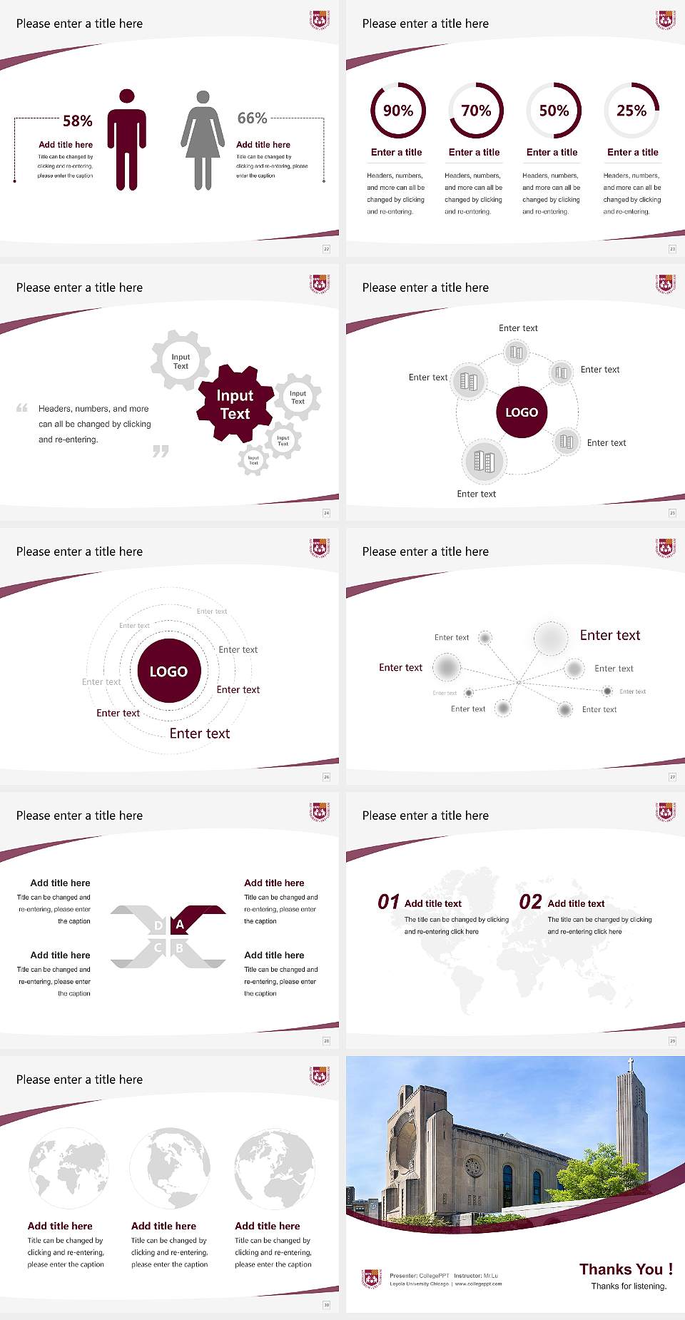 Loyola University Chicago Course/Courseware Creation PPT Template4:3 ratio PPT effect preview image4