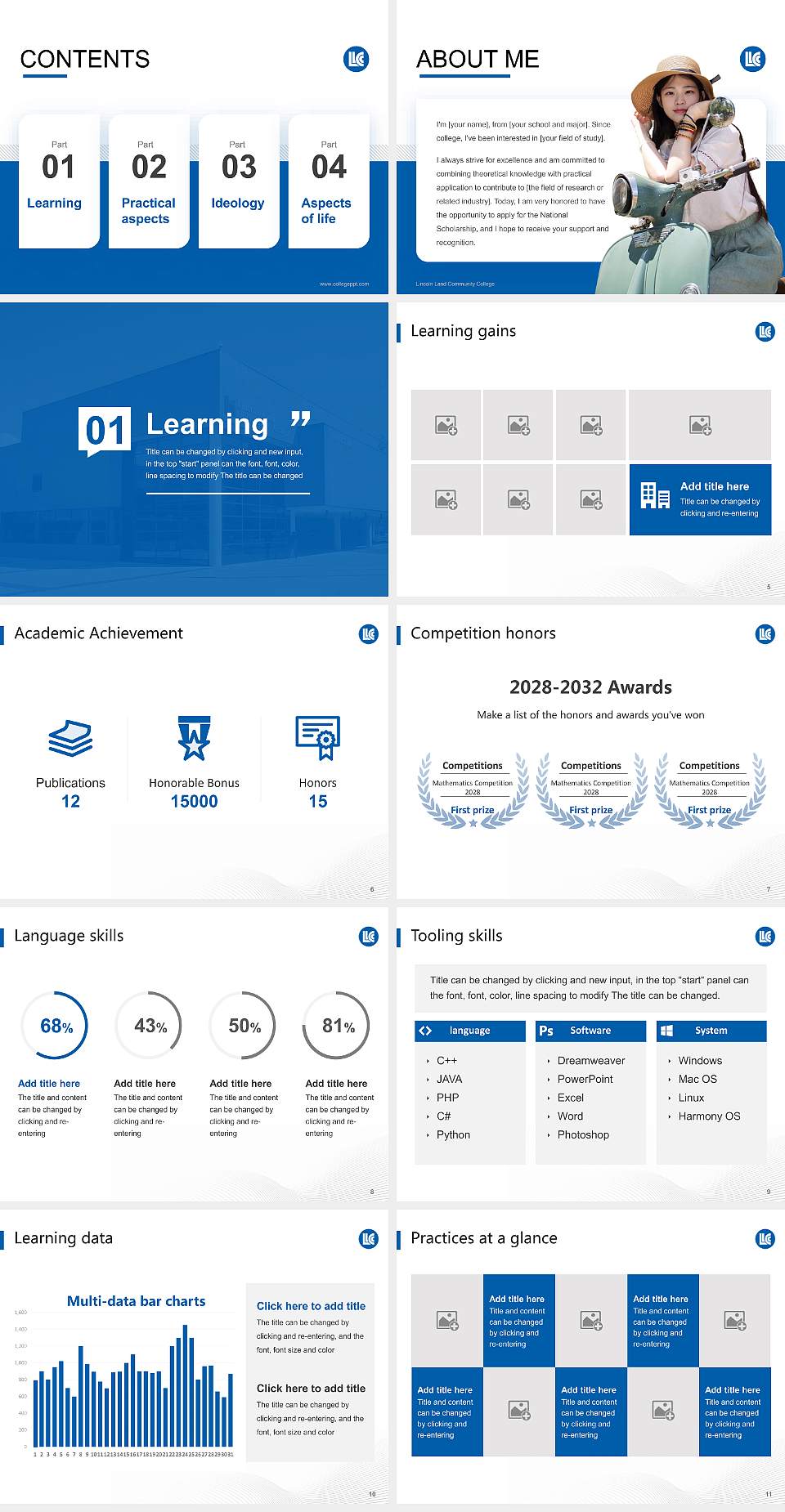 Lincoln Land Community College National Scholarship Defense PPT Template4:3 ratio PPT effect preview image2