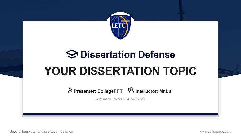 Letourneau University Graduation Thesis Defense PPT Template16:9 ratio PPT effect preview image