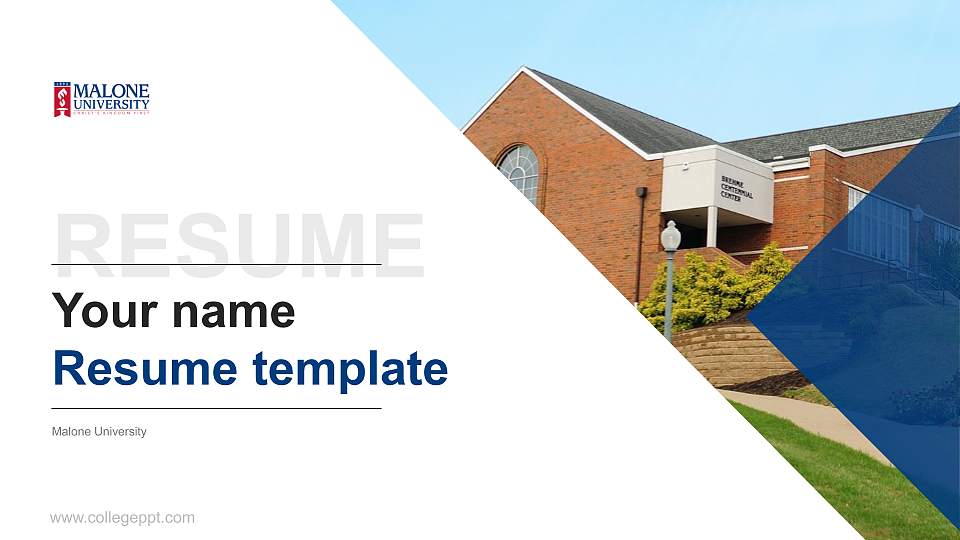 Malone University Resume PPT Template16:9 ratio PPT effect preview image
