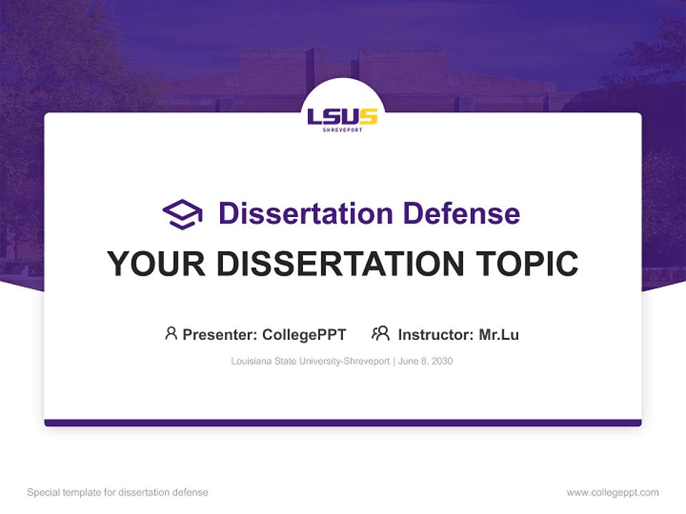 Louisiana State University-Shreveport Graduation Thesis Defense PPT Template4:3 ratio PPT effect preview image7