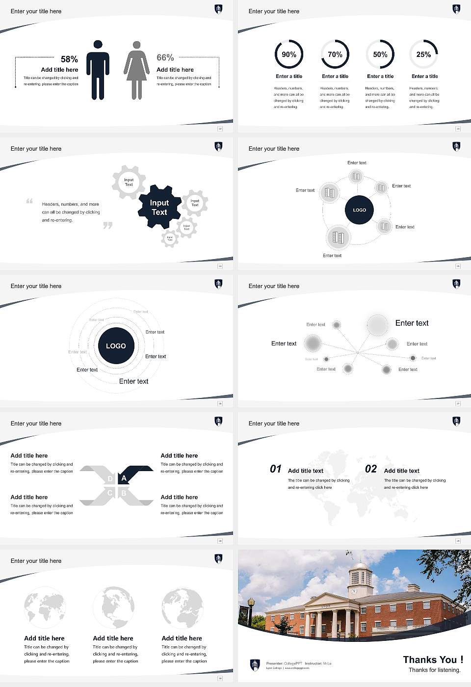 Lyon College Course/Courseware Creation PPT Template16:9 ratio PPT effect preview image4
