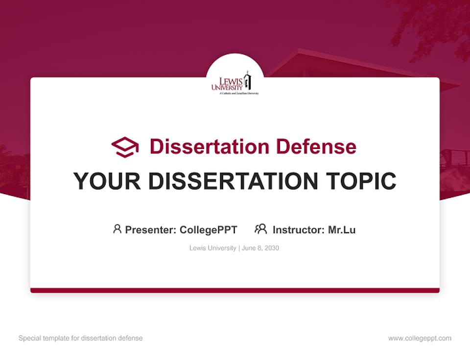 Lewis University Graduation Thesis Defense PPT Template4:3 ratio PPT effect preview image7