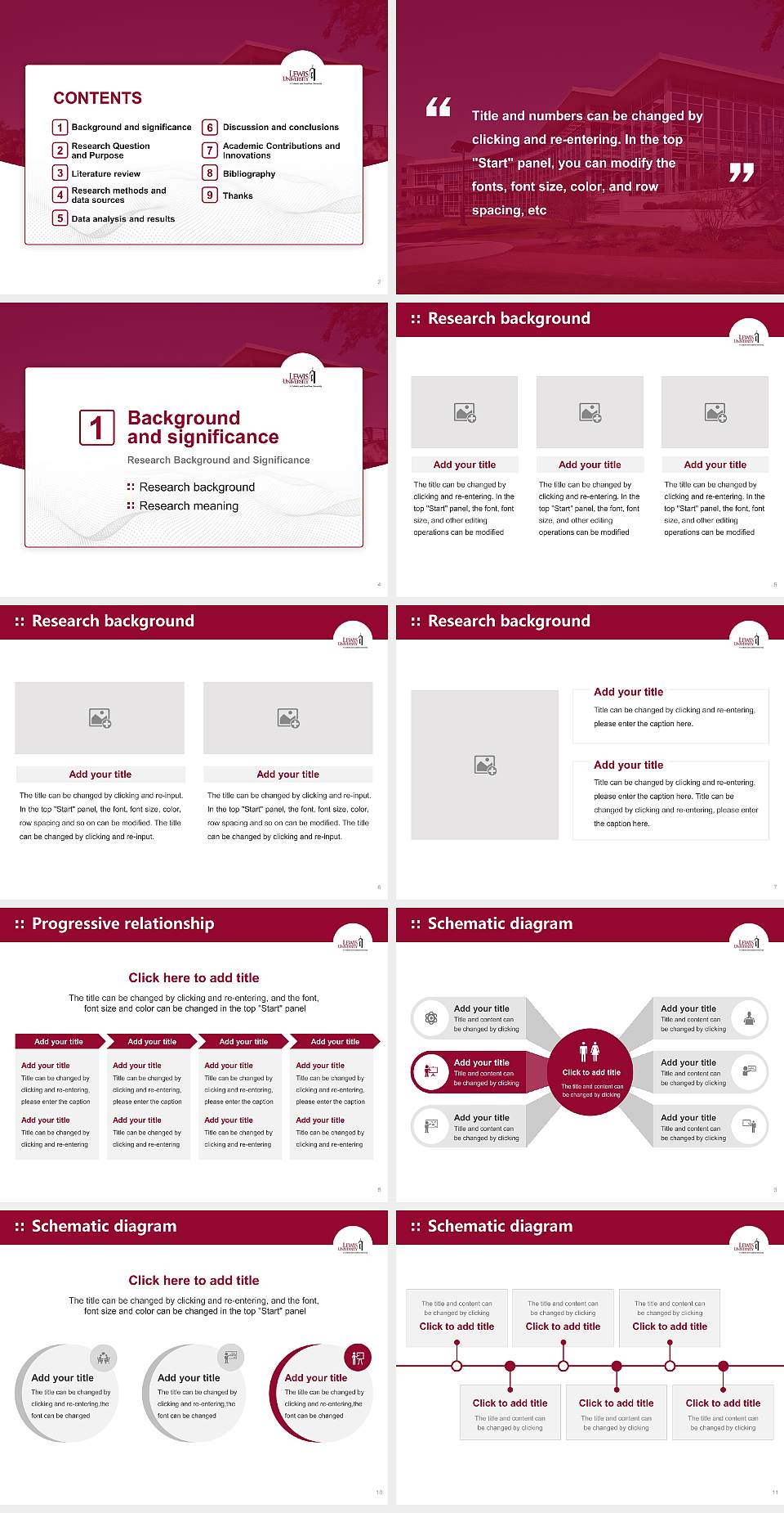 Lewis University Graduation Thesis Defense PPT Template4:3 ratio PPT effect preview image2