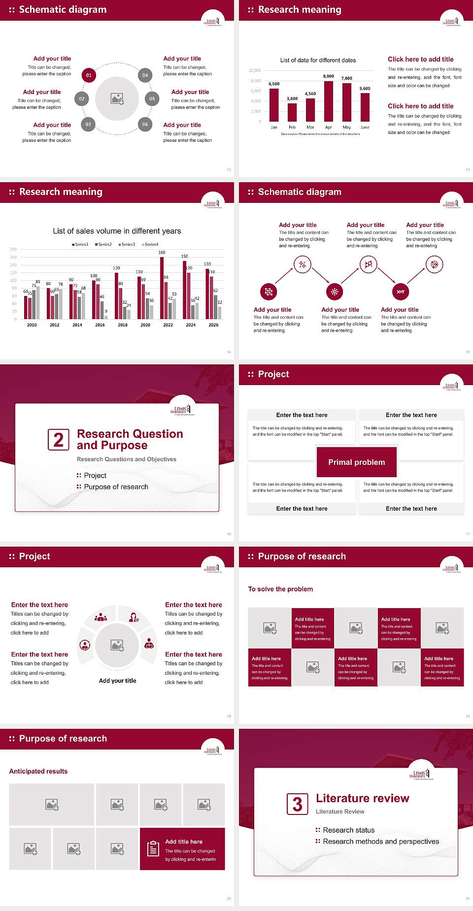 Lewis University Graduation Thesis Defense PPT Template4:3 ratio PPT effect preview image3