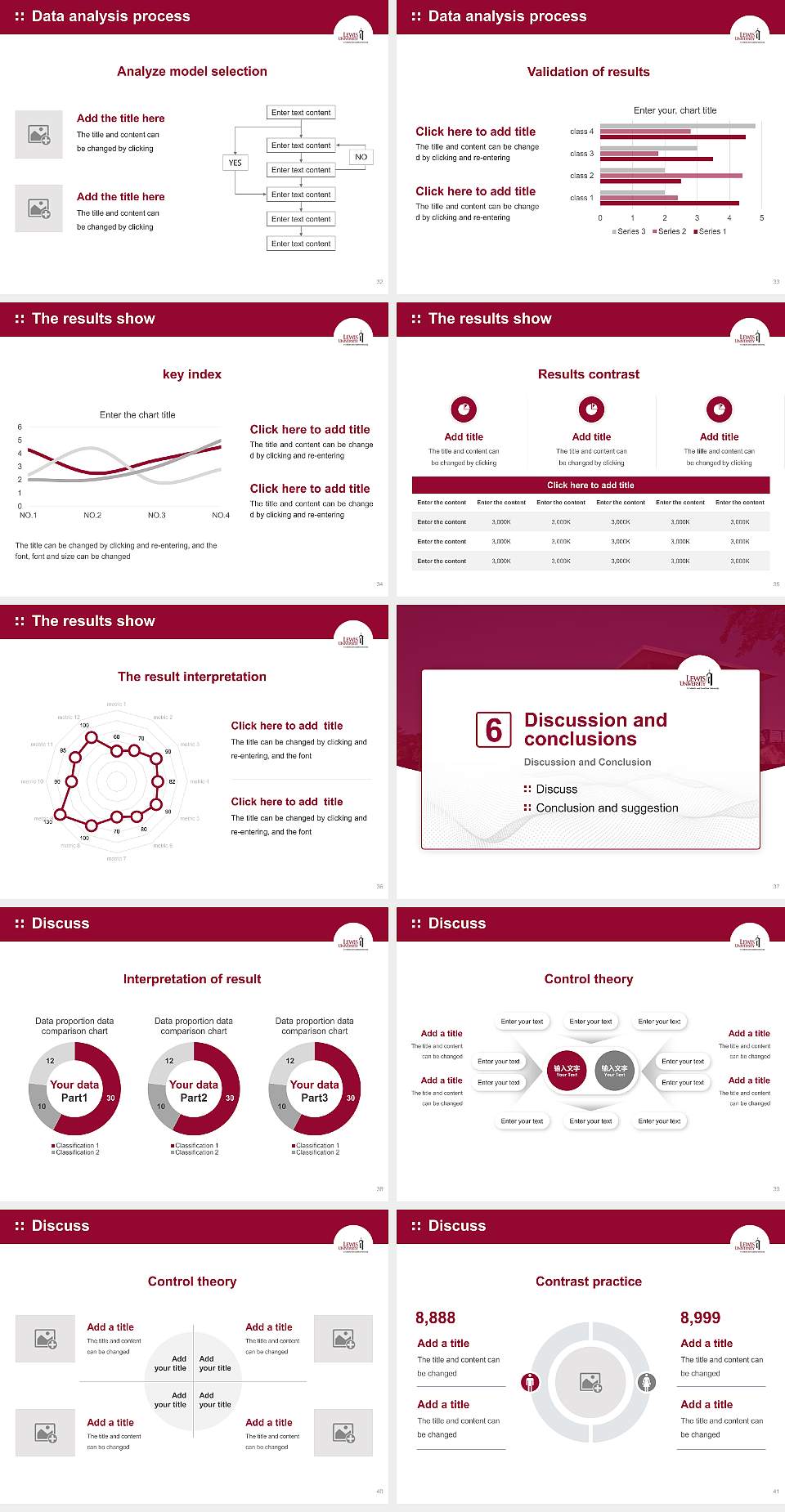 Lewis University Graduation Thesis Defense PPT Template4:3 ratio PPT effect preview image5