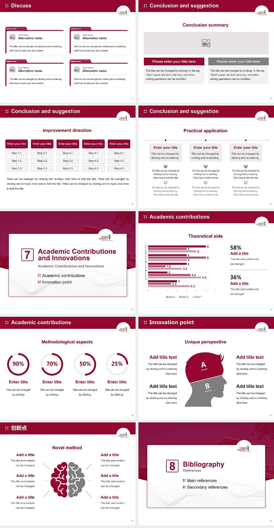 Lewis University Graduation Thesis Defense PPT Template4:3 ratio PPT effect preview image6