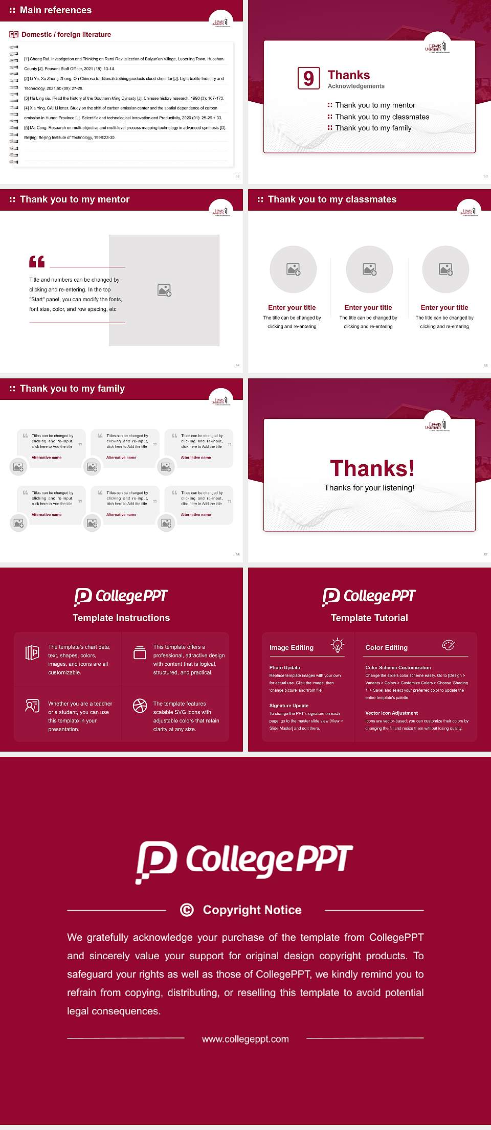 Lewis University Graduation Thesis Defense PPT Template4:3 ratio PPT effect preview image7
