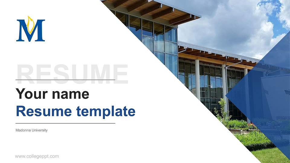 Madonna University Resume PPT Template16:9 ratio PPT effect preview image