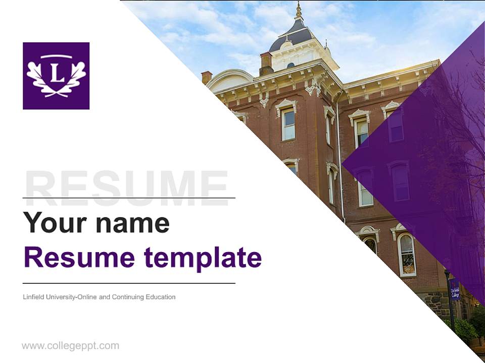 Linfield University-Online and Continuing Education Resume PPT Template4:3 ratio PPT effect preview image5