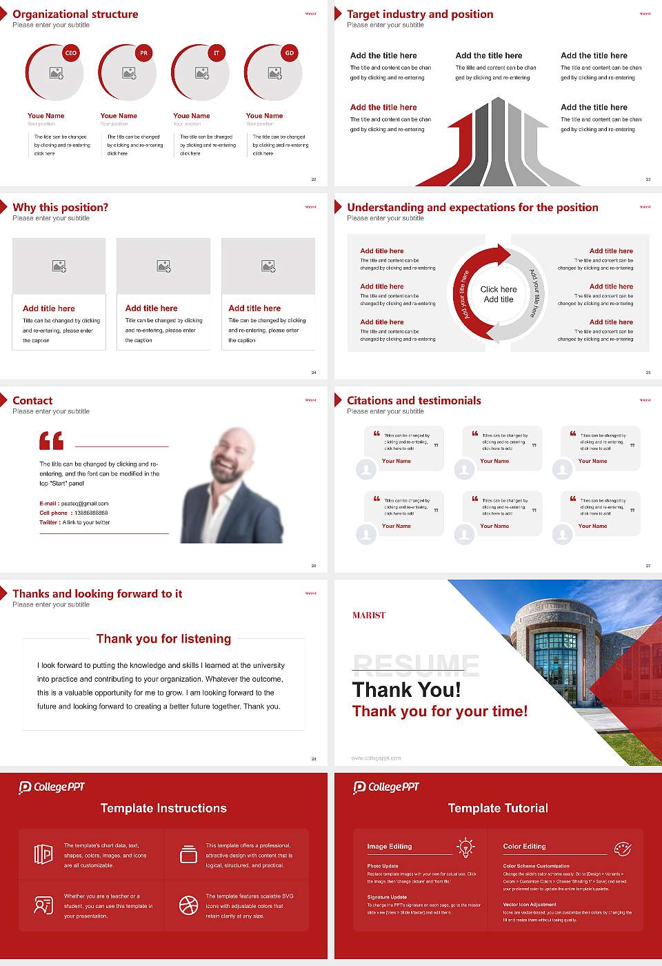 Marist College Resume PPT Template16:9 ratio PPT effect preview image4