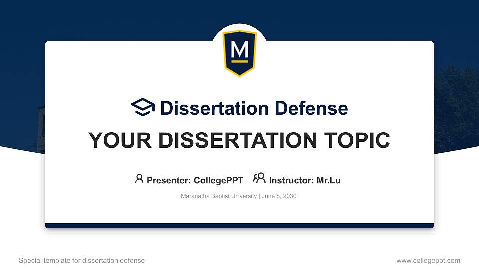 Maranatha Baptist University Graduation Thesis Defense PPT Template16:9 ratio PPT effect preview image