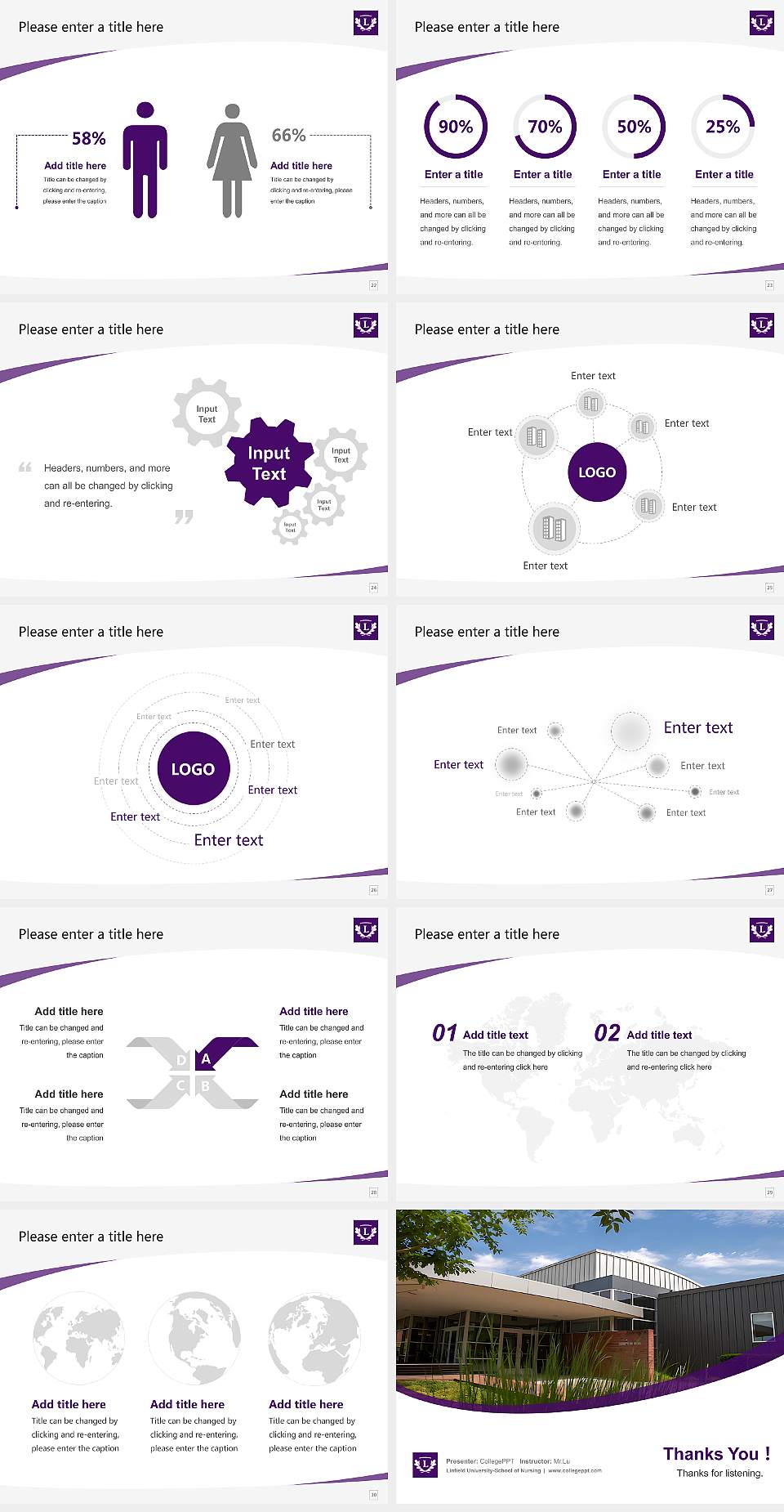Linfield University-School of Nursing Course/Courseware Creation PPT Template4:3 ratio PPT effect preview image4