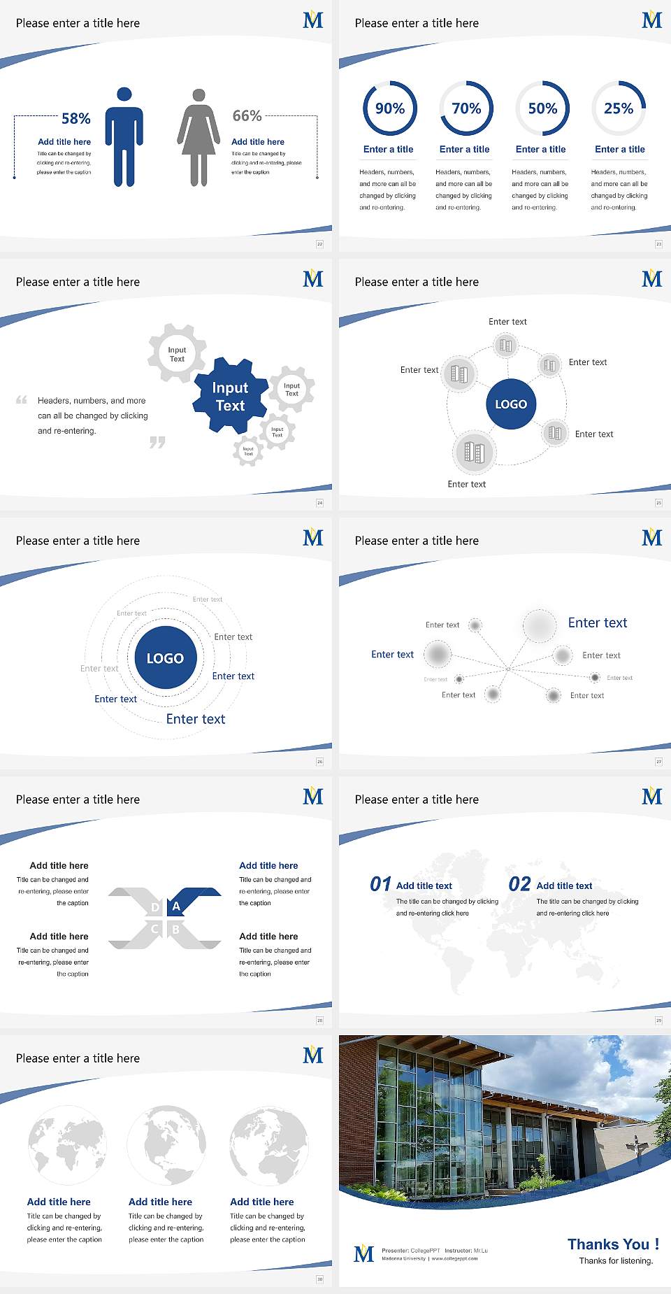 Madonna University Course/Courseware Creation PPT Template4:3 ratio PPT effect preview image4