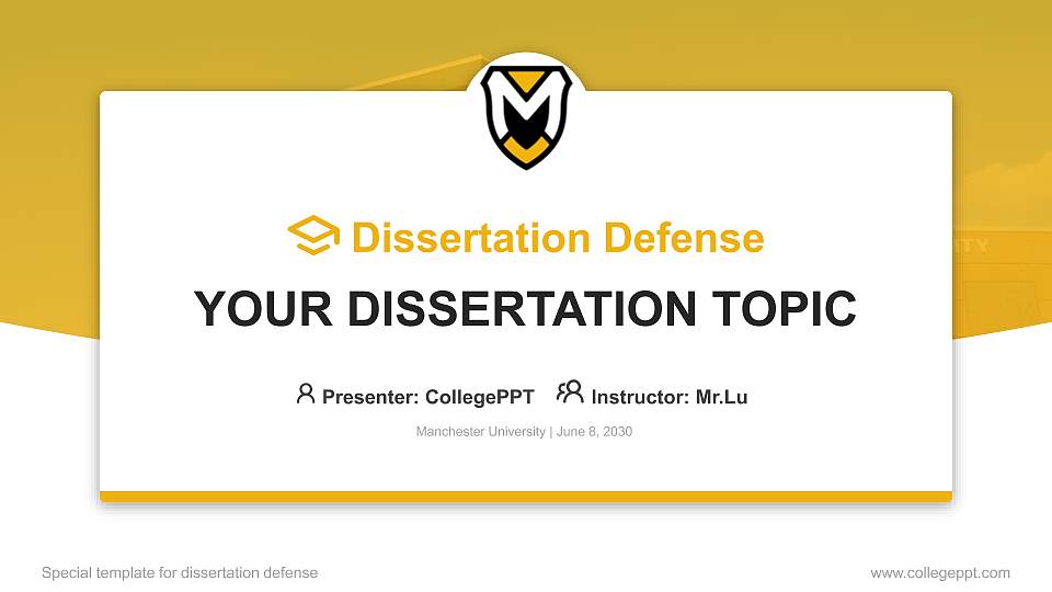 Manchester University Graduation Thesis Defense PPT Template16:9 ratio PPT effect preview image