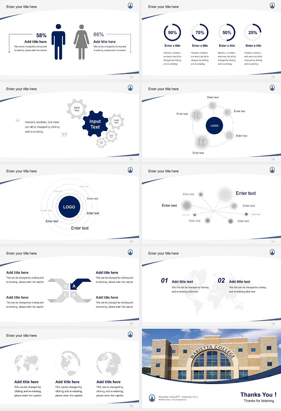 Marietta College Course/Courseware Creation PPT Template16:9 ratio PPT effect preview image4