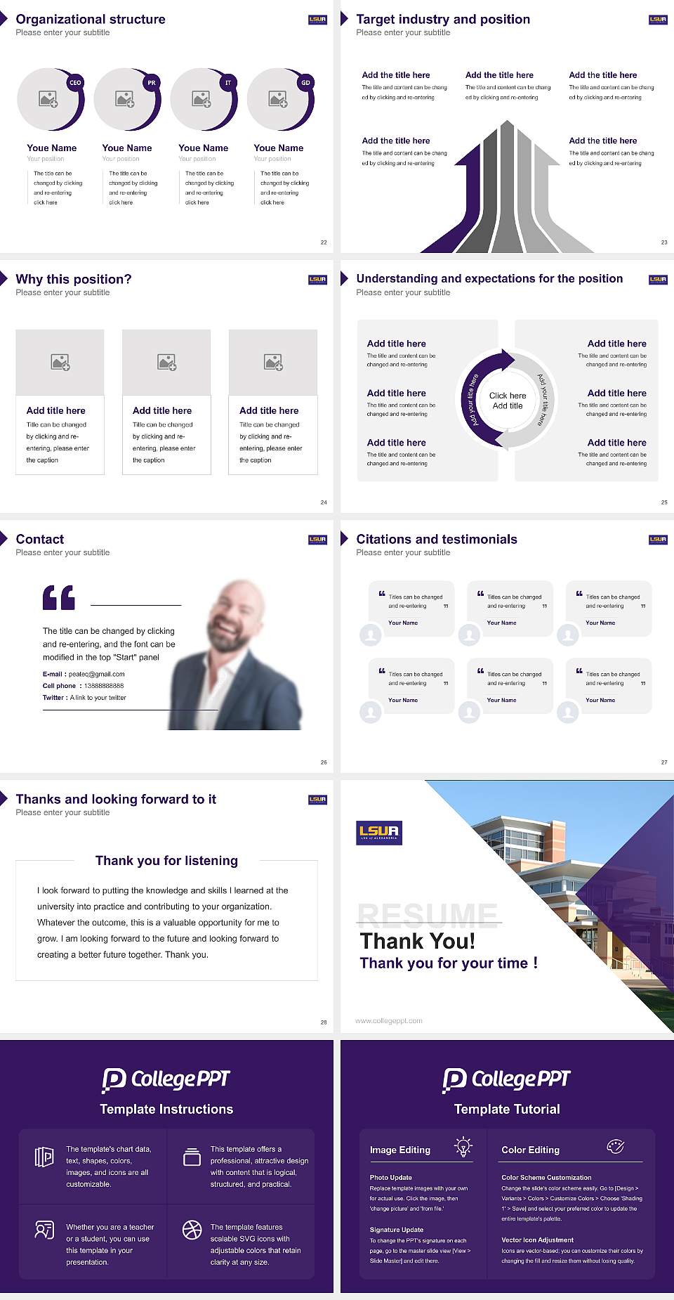Louisiana State University-Alexandria Resume PPT Template4:3 ratio PPT effect preview image4