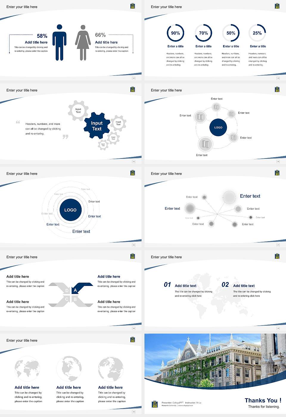 Marquette University Course/Courseware Creation PPT Template16:9 ratio PPT effect preview image4