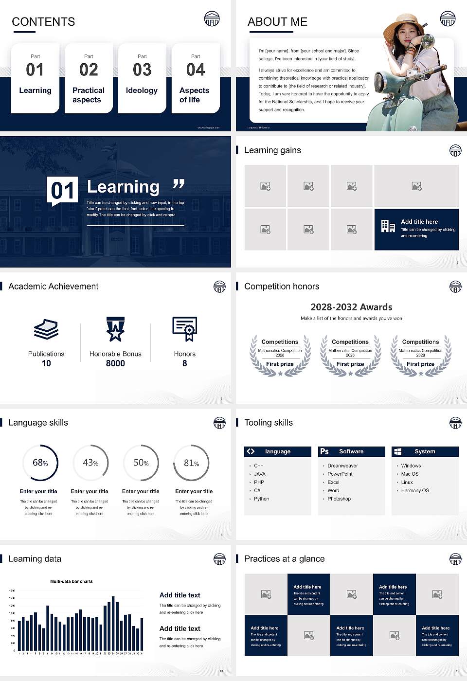 Longwood University National Scholarship Defense PPT Template16:9 ratio PPT effect preview image2