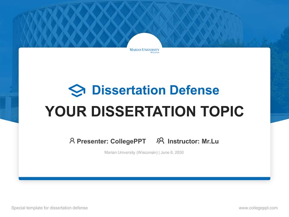 Marian University (Wisconsin) Graduation Thesis Defense PPT Template4:3 ratio PPT effect preview image7