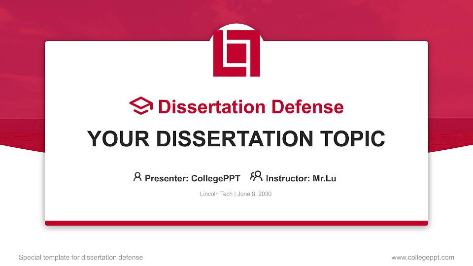 Lincoln Tech Graduation Thesis Defense PPT Template16:9 ratio PPT effect preview image