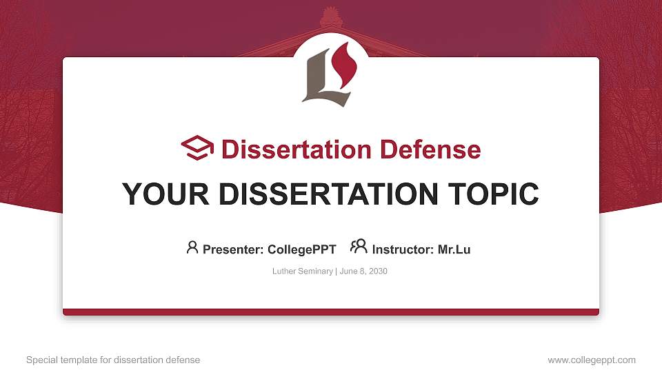 Luther Seminary Graduation Thesis Defense PPT Template16:9 ratio PPT effect preview image