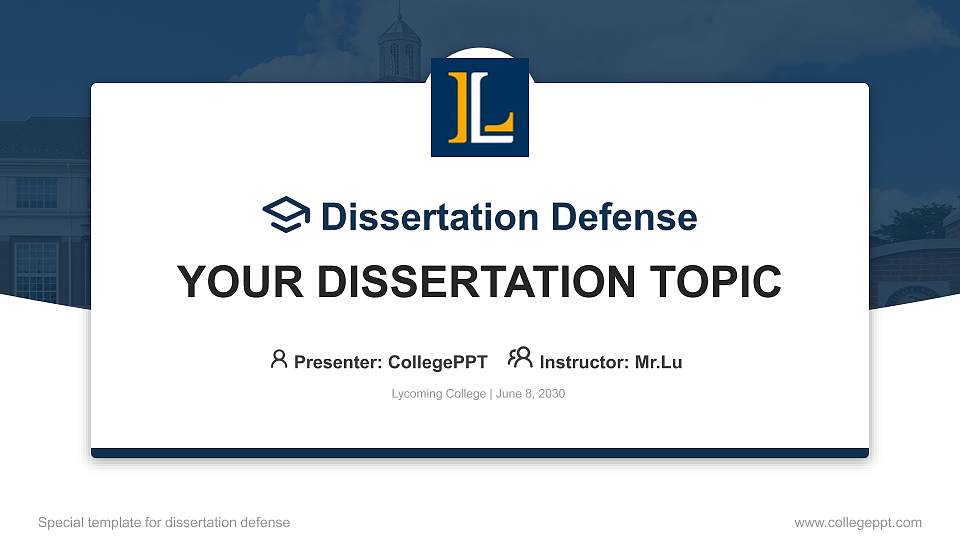 Lycoming College Graduation Thesis Defense PPT Template16:9 ratio PPT effect preview image
